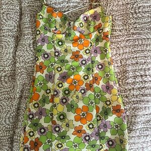 Zara Vibrant Orange and Green Floral Dress